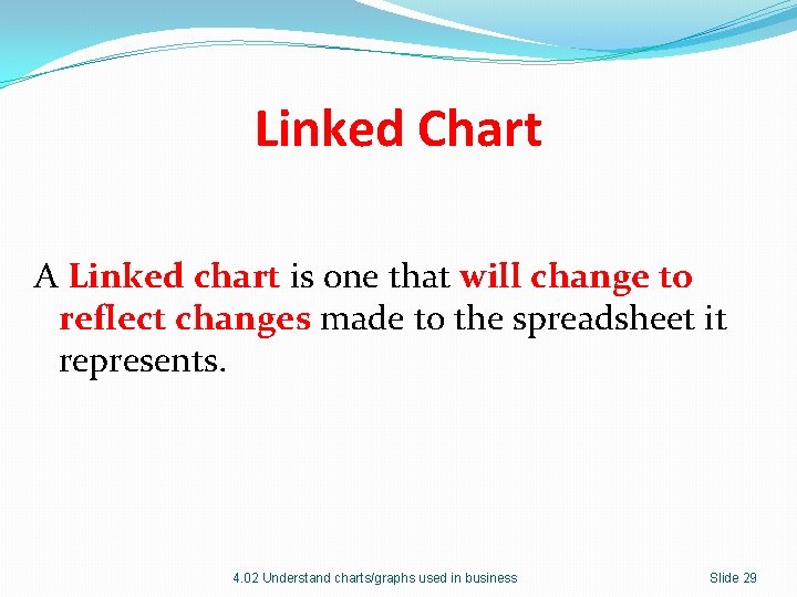 Linked Chart A Linked chart is one that will change to reflect changes made Linked Chart A Linked chart is one that will change to reflect changes made