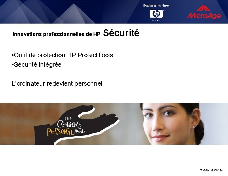 Innovations professionnelles de HP Sécurité • Outil de protection HP Protect. Tools • Sécurité