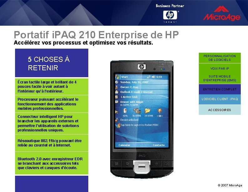 Portatif i. PAQ 210 Enterprise de HP Accélérez vos processus et optimisez vos résultats.