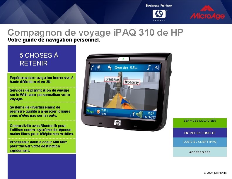 Compagnon de voyage i. PAQ 310 de HP Votre guide de navigation personnel. 5