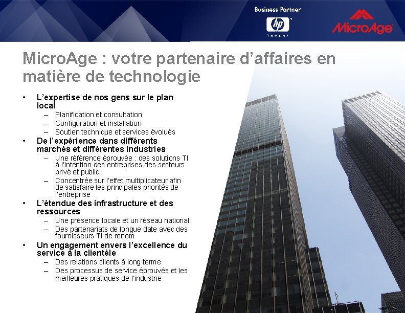 Micro. Age : votre partenaire d’affaires en matière de technologie • L’expertise de nos