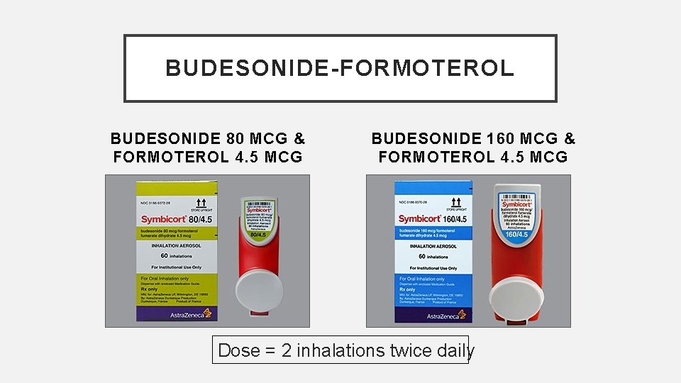 BUDESONIDE-FORMOTEROL BUDESONIDE 80 MCG & FORMOTEROL 4. 5 MCG BUDESONIDE 160 MCG & FORMOTEROL