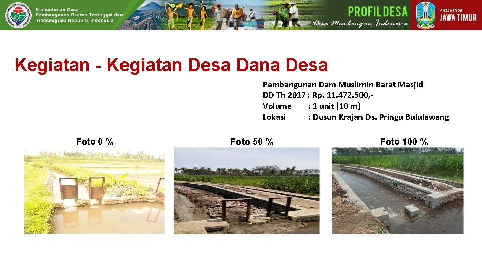 Kegiatan - Kegiatan Desa Dana Desa Pembangunan Dam Muslimin Barat Masjid DD Th 2017