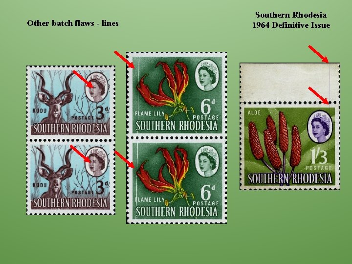 Other batch flaws - lines Southern Rhodesia 1964 Definitive Issue 