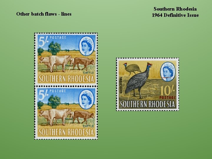 Other batch flaws - lines Southern Rhodesia 1964 Definitive Issue 