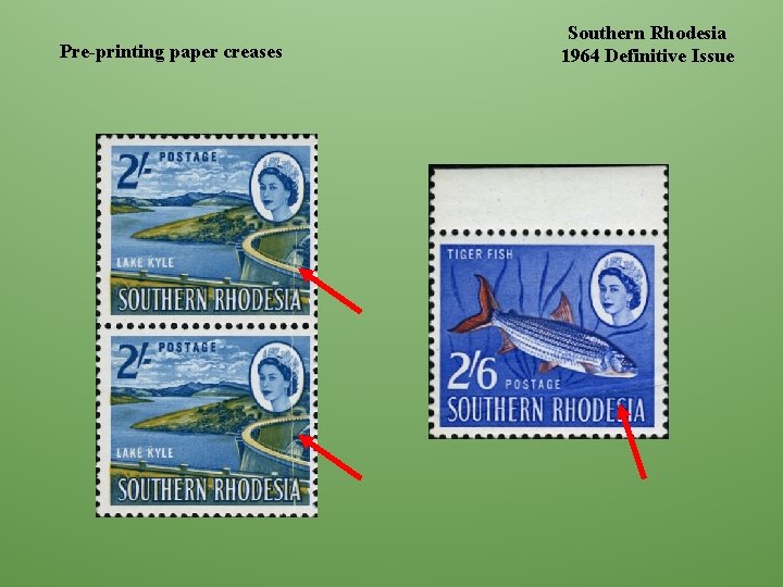 Pre-printing paper creases Southern Rhodesia 1964 Definitive Issue 