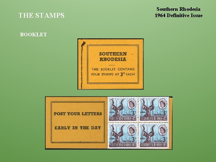 THE STAMPS BOOKLET Southern Rhodesia 1964 Definitive Issue 