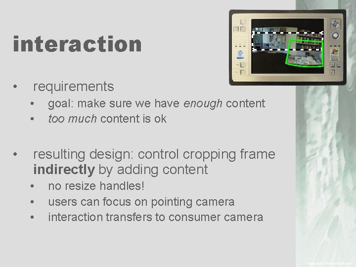 interaction • requirements • • • goal: make sure we have enough content too