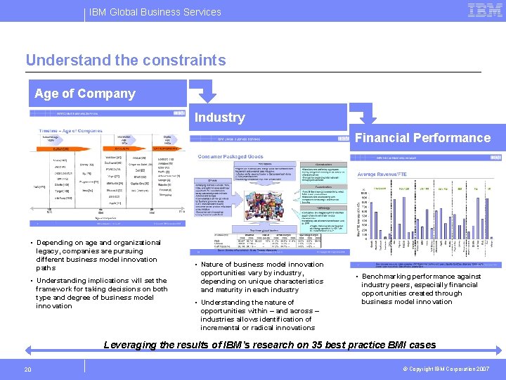 IBM Global Business Services Understand the constraints Age of Company Industry Financial Performance •