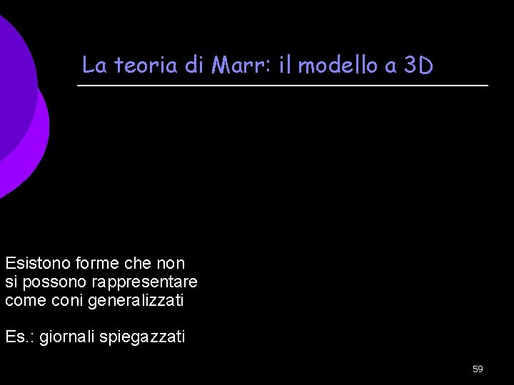 La teoria di Marr: il modello a 3 D Esistono forme che non si
