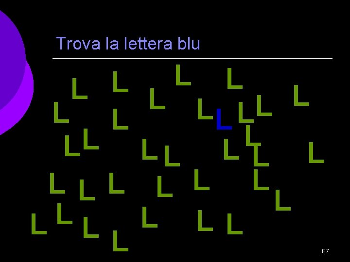 Trova la lettera blu L L LL L L L L L 87 