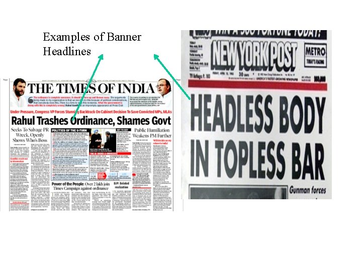 Examples of Banner Headlines 