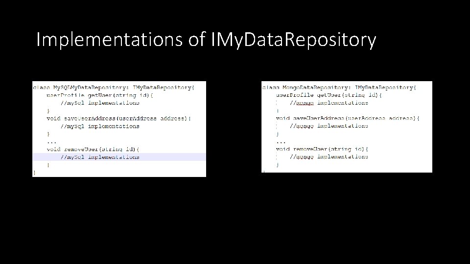 Implementations of IMy. Data. Repository 