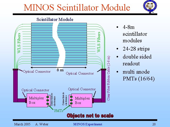 MINOS Scintillator Module 8 m Optical Connector Connection to electronics Optical Connector Multiplex Box