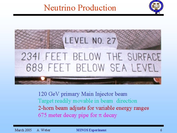 Neutrino Production 120 Ge. V primary Main Injector beam Target readily movable in beam