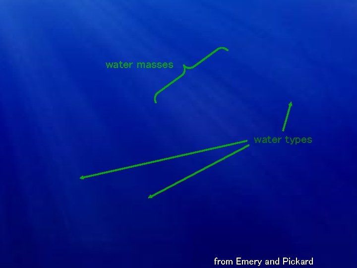 water masses water types from Emery and Pickard 