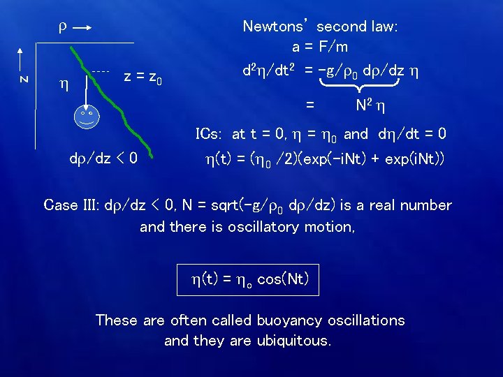 z r h z = z 0 Newtons’ second law: a = F/m d