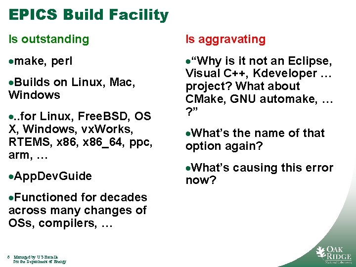 EPICS Build Facility Is outstanding Is aggravating ·make, perl ·“Why is it not an