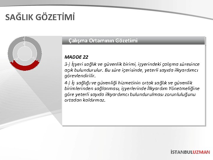 SAĞLIK GÖZETİMİ Çalışma Ortamının Gözetimi MADDE 22 3 -) İşyeri sağlık ve güvenlik birimi, SAĞLIK GÖZETİMİ Çalışma Ortamının Gözetimi MADDE 22 3 -) İşyeri sağlık ve güvenlik birimi,