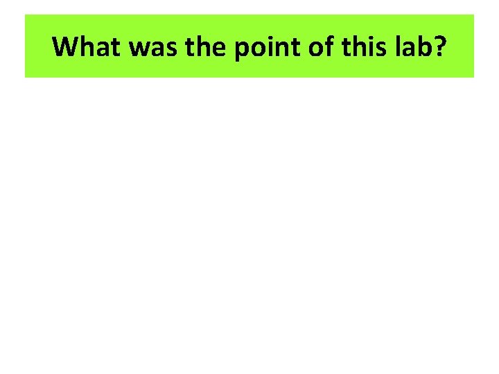 What was the point of this lab? 