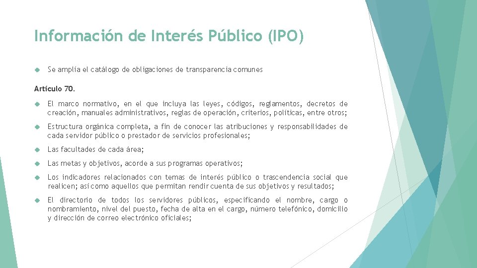 Información de Interés Público (IPO) Se amplía el catálogo de obligaciones de transparencia comunes