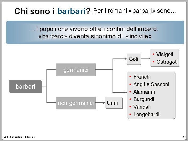 Chi sono i barbari? Per i romani «barbari» sono… …i popoli che vivono oltre