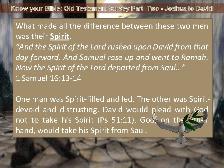 Know your Bible: Old Testament Survey Part Two - Joshua to David What made