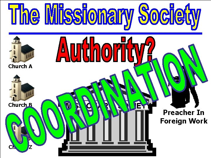 Church A Church B Church Z MISSIONARY SOCIETY Preacher In Foreign Work Thematic Studies