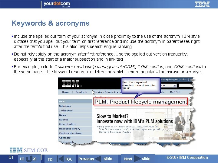 Keywords & acronyms § Include the spelled out form of your acronym in close