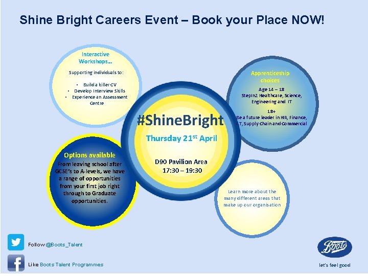 Shine Bright Careers Event – Book your Place NOW! Interactive Workshops… Supporting individuals to: