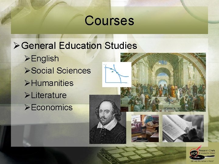 Courses Ø General Education Studies ØEnglish ØSocial Sciences ØHumanities ØLiterature ØEconomics 