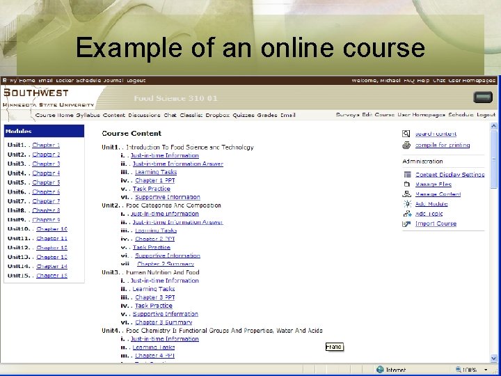 Example of an online course 