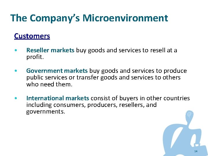 The Company’s Microenvironment Customers • Reseller markets buy goods and services to resell at