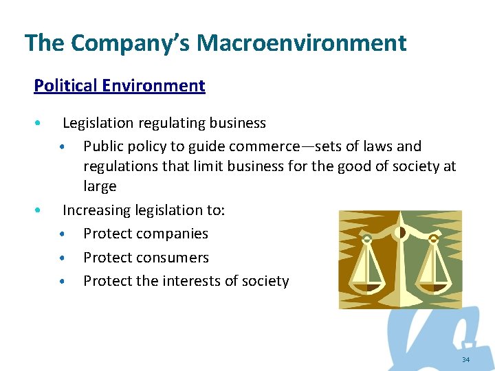 The Company’s Macroenvironment Political Environment • • Legislation regulating business • Public policy to