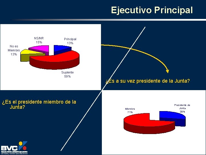 Ejecutivo Principal NS/NR 15% No es Miembro 13% Principal 13% Suplente 59% ¿Es el