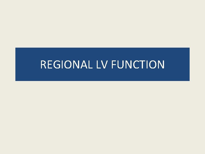 REGIONAL LV FUNCTION 