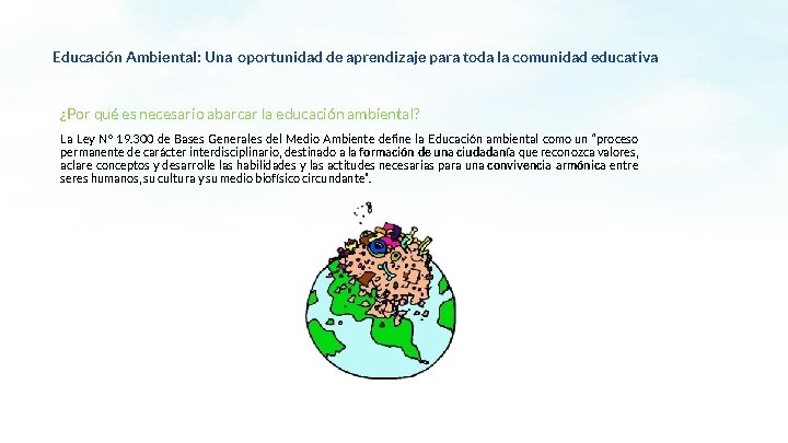 Educación Ambiental: Una oportunidad de aprendizaje para toda la comunidad educativa ¿Por qué es