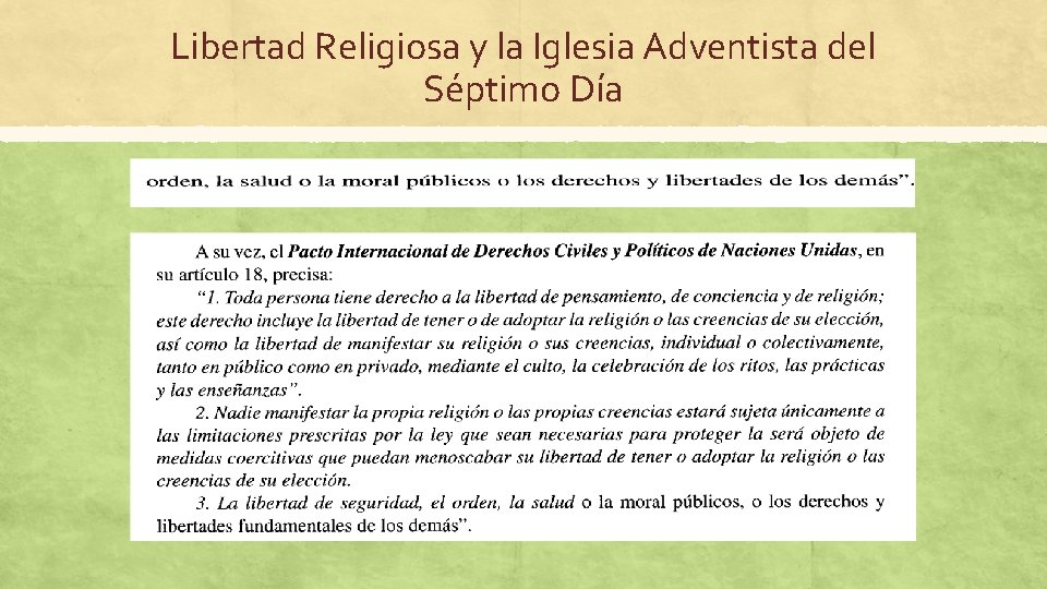 Libertad Religiosa y la Iglesia Adventista del Séptimo Día 