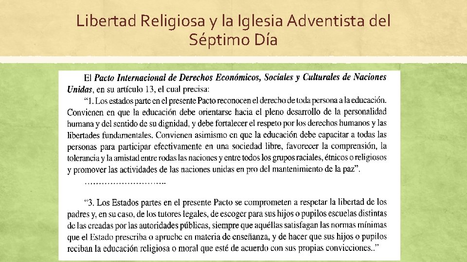 Libertad Religiosa y la Iglesia Adventista del Séptimo Día 