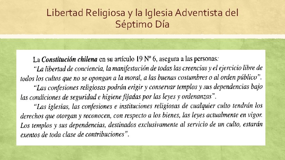 Libertad Religiosa y la Iglesia Adventista del Séptimo Día 