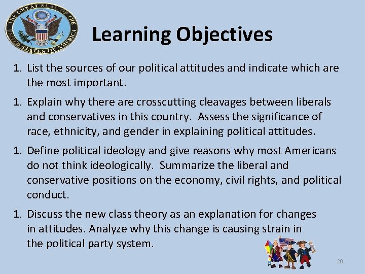 Learning Objectives 1. List the sources of our political attitudes and indicate which are