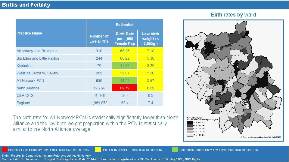 Births and Fertility Birth rates by ward The birth rate for A 1 Network