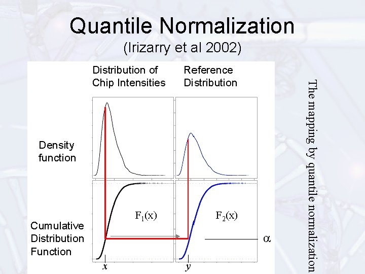 Quantile Normalization (Irizarry et al 2002) The mapping by quantile normalization 