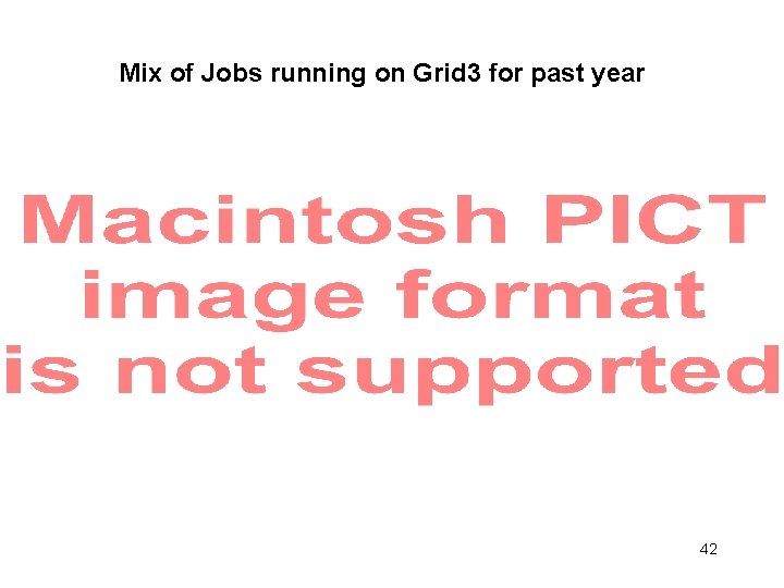Mix of Jobs running on Grid 3 for past year 42 