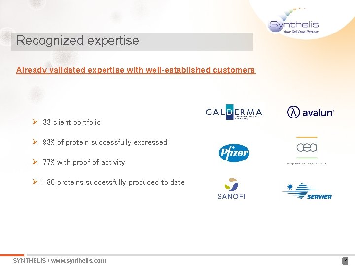 Recognized expertise Already validated expertise with well-established customers Ø 33 client portfolio Ø 93%
