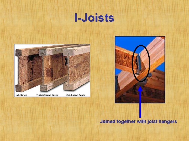 I-Joists Joined together with joist hangers 