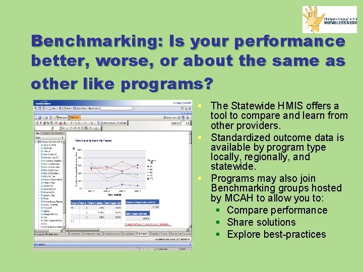 Benchmarking: Is your performance better, worse, or about the same as other like programs?