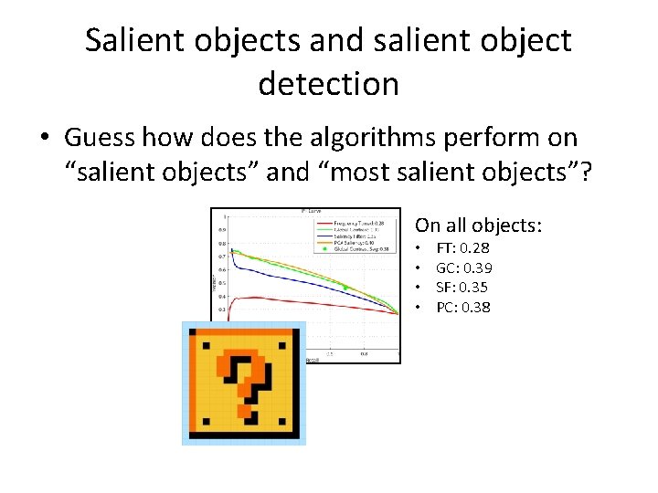 Salient objects and salient object detection • Guess how does the algorithms perform on
