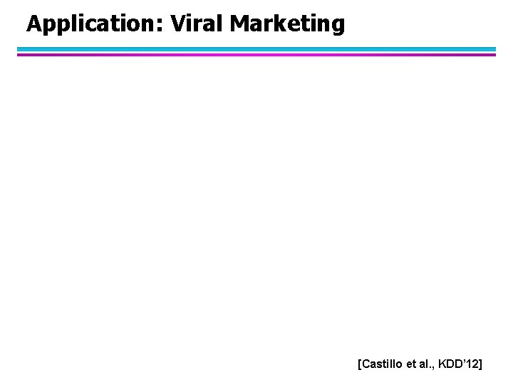 Application: Viral Marketing [Castillo et al. , KDD’ 12] 