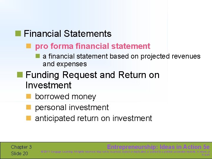 n Financial Statements n pro forma financial statement n a financial statement based on